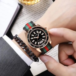 New fashionable men's nylon strap calendar watch, luxurious and simple