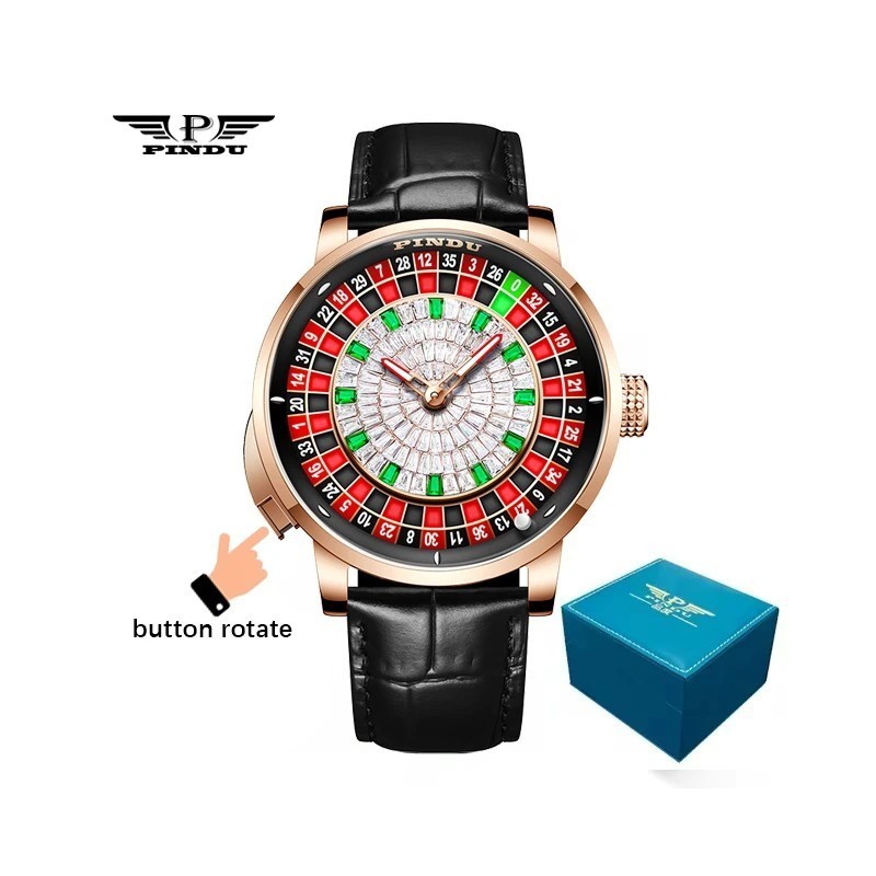 PINDU New Watches European Button Roulette Fun Game Sapphire Glass NH3