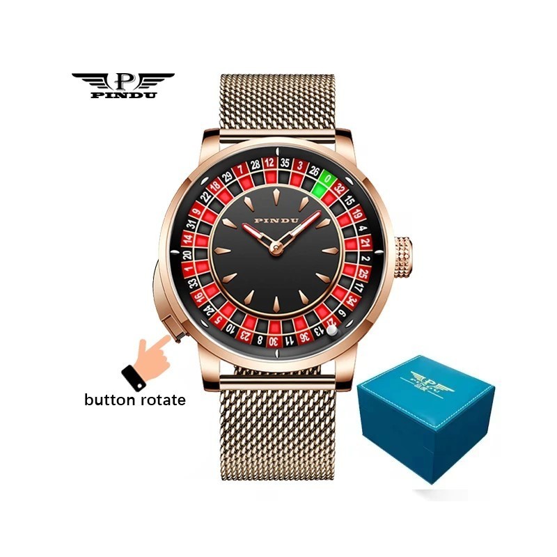 PINDU New Watches European Button Roulette Fun Game Sapphire Glass NH3