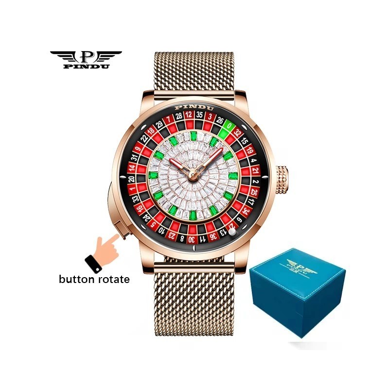 PINDU New Watches European Button Roulette Fun Game Sapphire Glass NH3