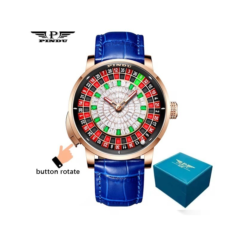 PINDU New Watches European Button Roulette Fun Game Sapphire Glass NH3