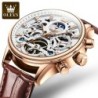 OLEVS 6658 Mens Watch Business Leather Strap Reloj Hollow out Mechanic