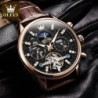 OLEVS 6658 Mens Watch Business Leather Strap Reloj Hollow out Mechanic