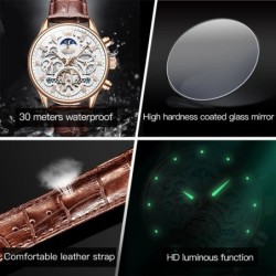 OLEVS 6658 Mens Watch Business Leather Strap Reloj Hollow out Mechanic