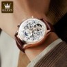 OLEVS 6658 Mens Watch Business Leather Strap Reloj Hollow out Mechanic