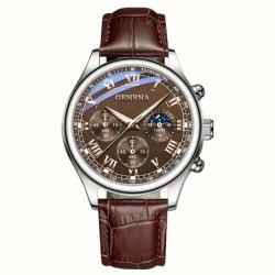 GENEVA High Quality Men's Luxury Belt Fashion Quartz Watch Men Round B