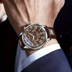 GENEVA High Quality Men's Luxury Belt Fashion Quartz Watch Men Round B