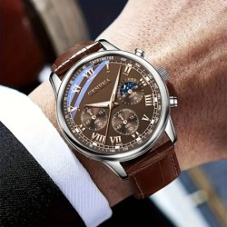 GENEVA High Quality Men's Luxury Belt Fashion Quartz Watch Men Round B