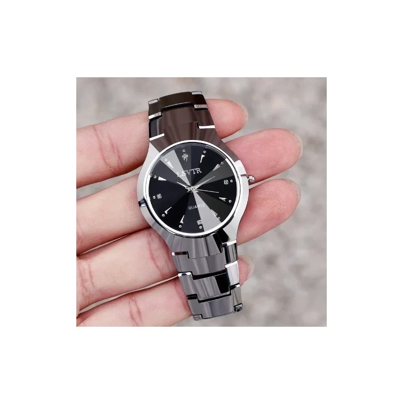 2pcs Couples Dial Cutting Quartz Watch Business Fashion Analog Calenda