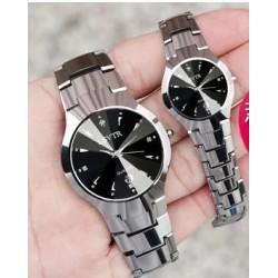 2pcs Couples Dial Cutting Quartz Watch Business Fashion Analog Calenda