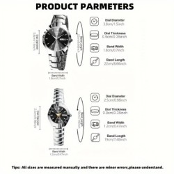 2pcs Couples Dial Cutting Quartz Watch Business Fashion Analog Calenda