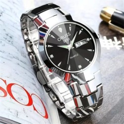 2pcs Couples Dial Cutting Quartz Watch Business Fashion Analog Calenda