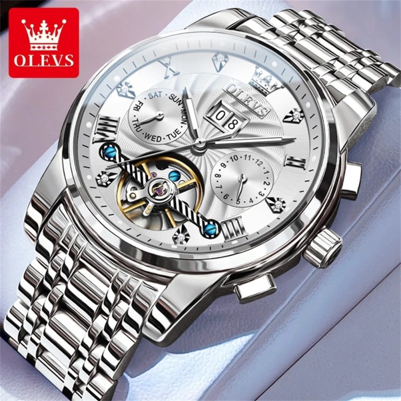 OLEVS Classic Men's Watches Tourbillon Multi-function Full Automatic M