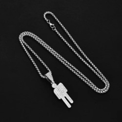 New Fashion Tilt Head Little Person Inlay Zircon Pendant Necklace for 