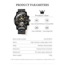 OLEVS Classic Men's Watches Tourbillon Multi-function Full Automatic M