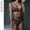 Ellolace Elegant Women's Lingerie Sets Sexy Floral Embroidery Ruffled 