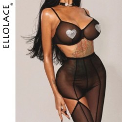 Ellolace Exclusive Women's Lingerie Sets Romantic Heart Rhinestone Bra