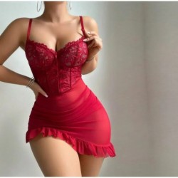New Women's Lingerie Night Dress Transparent Bra Thong Underwear Set D