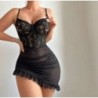 New Women's Lingerie Night Dress Transparent Bra Thong Underwear Set D
