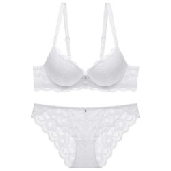 1 Set Elegant Lace Embroidery Breathable Fabric Lingerie Set Push-Up B