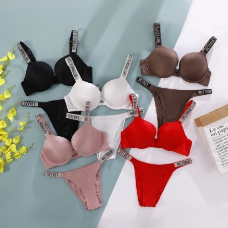 New V Lace Lingerie Set Bra and Brief Women's Sexy Bra and Panty Set C