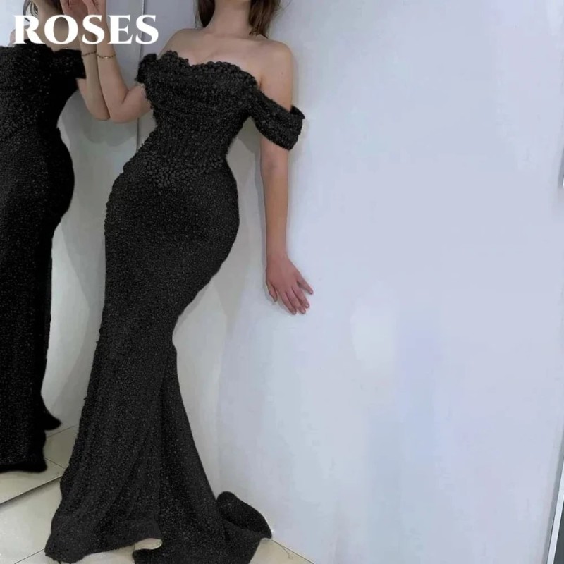 ROSES Pearl Gorgeous Prom Dress Sweetheart Off the Shoulder Hollow Pro
