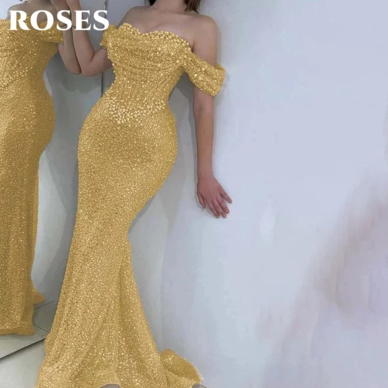 ROSES Pearl Gorgeous Prom Dress Sweetheart Off the Shoulder Hollow Pro