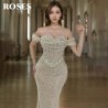 ROSES Pearl Gorgeous Prom Dress Sweetheart Off the Shoulder Hollow Pro