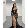 Black Sexy Lace Mermaid Dresses Evening 2026 Sweetheart High Side Slit