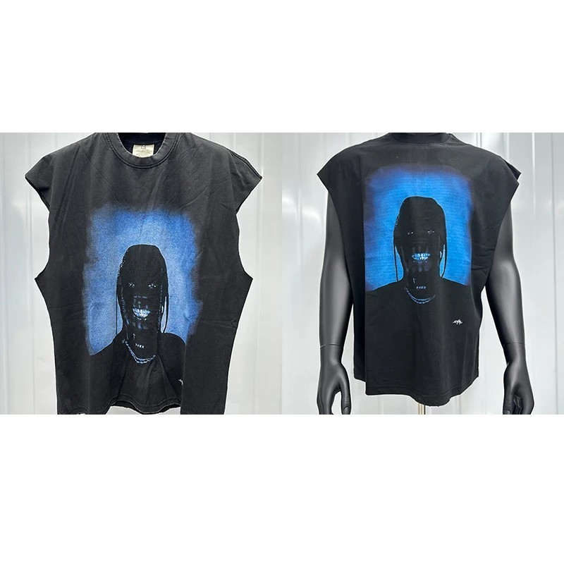 2026 New Cactus Jack Men's American Streetwear Print Tank Top Loose Fi