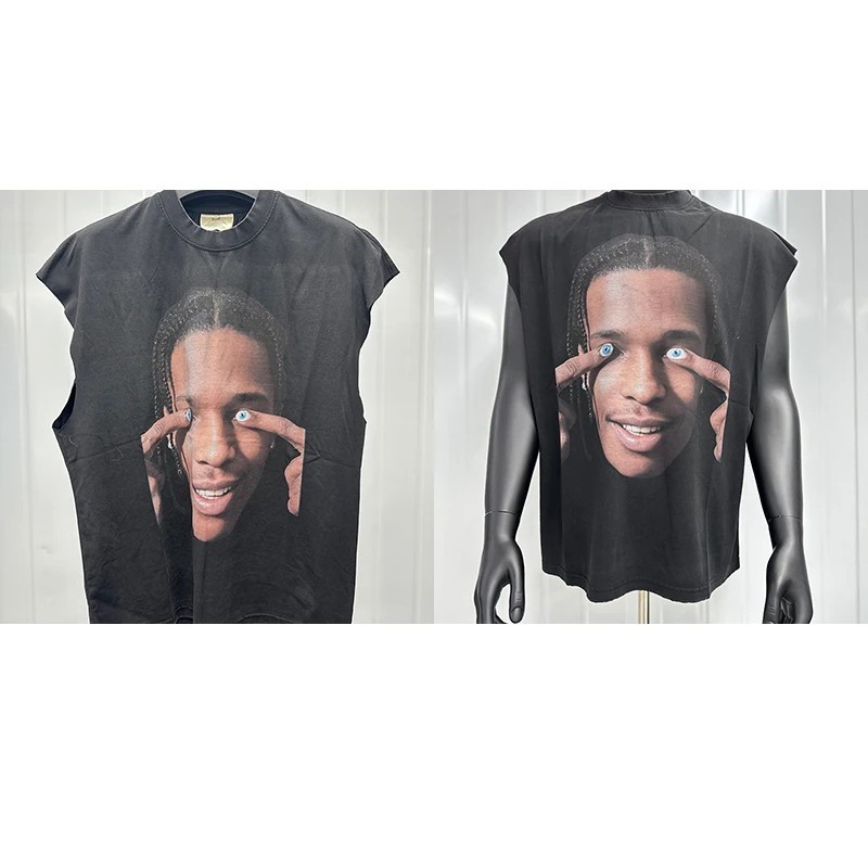 2026 New Cactus Jack Men's American Streetwear Print Tank Top Loose Fi