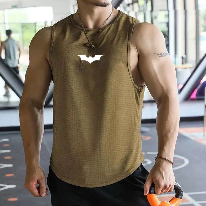 Men's Gym Tank Top Fitness Training Clothing Bat Print Quick-drying Bo