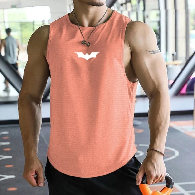 Men's Gym Tank Top Fitness Training Clothing Bat Print Quick-drying Bo