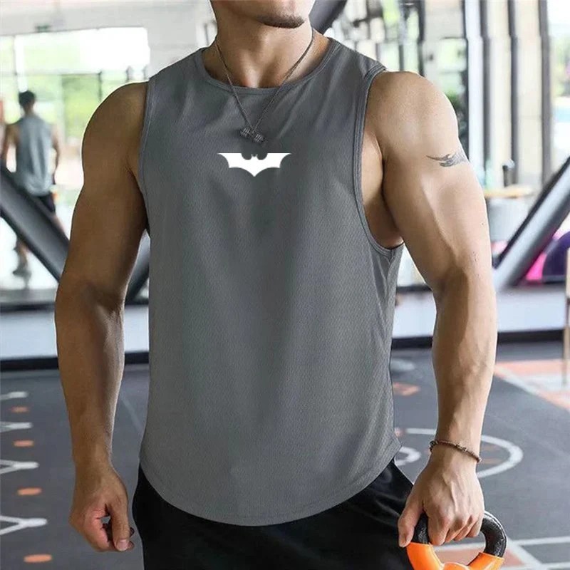 Men's Gym Tank Top Fitness Training Clothing Bat Print Quick-drying Bo