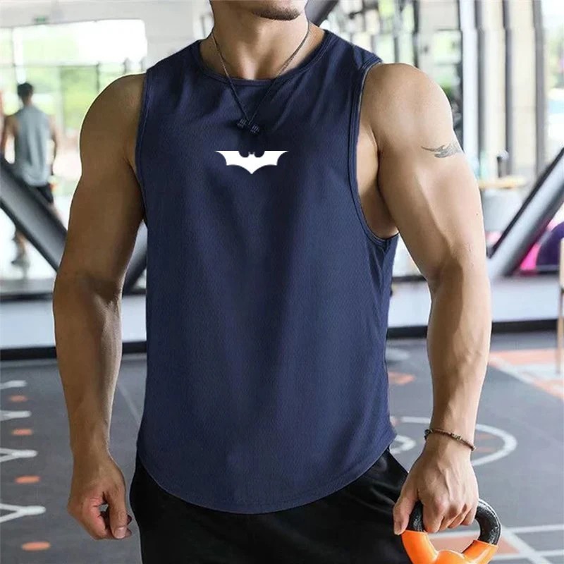 Men's Gym Tank Top Fitness Training Clothing Bat Print Quick-drying Bo
