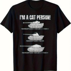 Men's Military Tank T-Shirt Funny I'm A Cat Person Panzer VI Tiger Pan