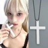 Fashion Punk Gothic Wood Cross Pendant Necklace for Women Men Hallowee