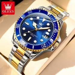 OLEVS 5885 Men's Watches Business Stainless Steel Strap Green Quartz W