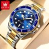 OLEVS 5885 Men's Watches Business Stainless Steel Strap Green Quartz W