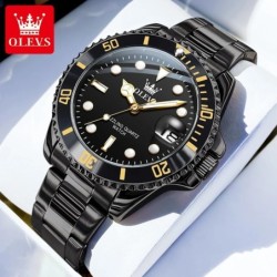 OLEVS 5885 Men's Watches Business Stainless Steel Strap Green Quartz W