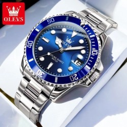 OLEVS 5885 Men's Watches Business Stainless Steel Strap Green Quartz W
