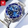 OLEVS 5885 Men's Watches Business Stainless Steel Strap Green Quartz W