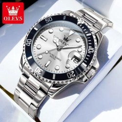 OLEVS 5885 Men's Watches Business Stainless Steel Strap Green Quartz W