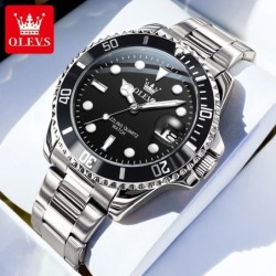 OLEVS 5885 Men's Watches Business Stainless Steel Strap Green Quartz W