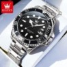OLEVS 5885 Men's Watches Business Stainless Steel Strap Green Quartz W