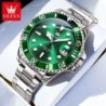 OLEVS 5885 Men's Watches Business Stainless Steel Strap Green Quartz W