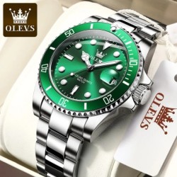 OLEVS 5885 Men's Watches Business Stainless Steel Strap Green Quartz W
