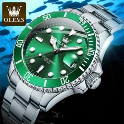 OLEVS 5885 Men's Watches Business Stainless Steel Strap Green Quartz W