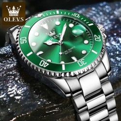 OLEVS 5885 Men's Watches Business Stainless Steel Strap Green Quartz W