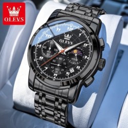OLEVS Mens Watch Sports Multifunctional Moon Phase Quartz Wristwatch S